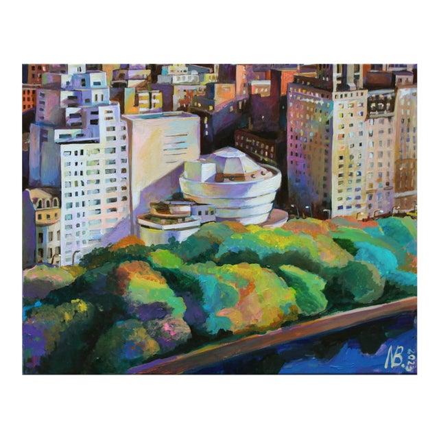 "Fall Guggenheim Museum" Fauvist Contemporary Acrylic Painting Nyc by Natalia Bessonova For Sale