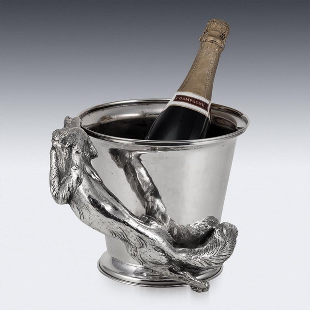 20th Century Italian Silver Plated Fox Wine Cooler by Franco Lapini, 1960s For Sale - Image 14 of 16