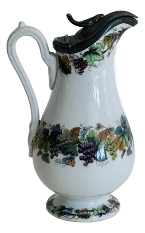 Late 19th Century English Victorian Floral Decorated Ironstone Syrup Pitcher