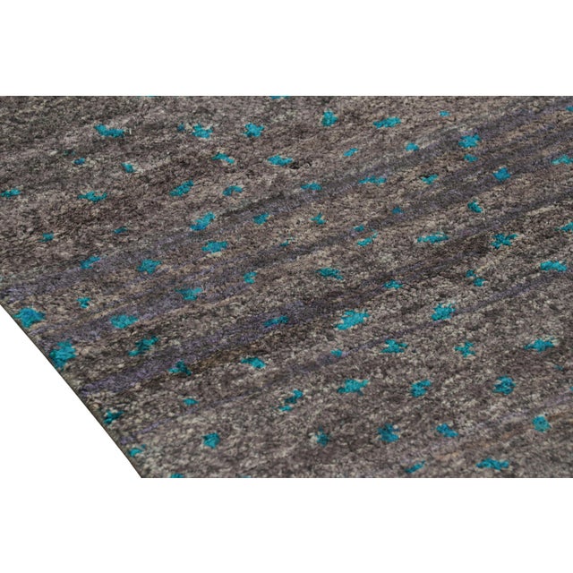 Rug & Kilim’s Moroccan Style Rug in Gray With Blue All-Over Patterns For Sale In New York - Image 6 of 7