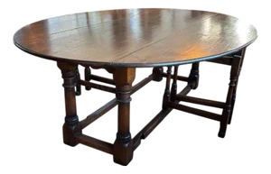 Large English Oval Dining Table, 1980s