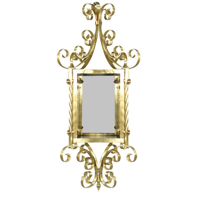 Large French Brass Lantern, 1920s For Sale