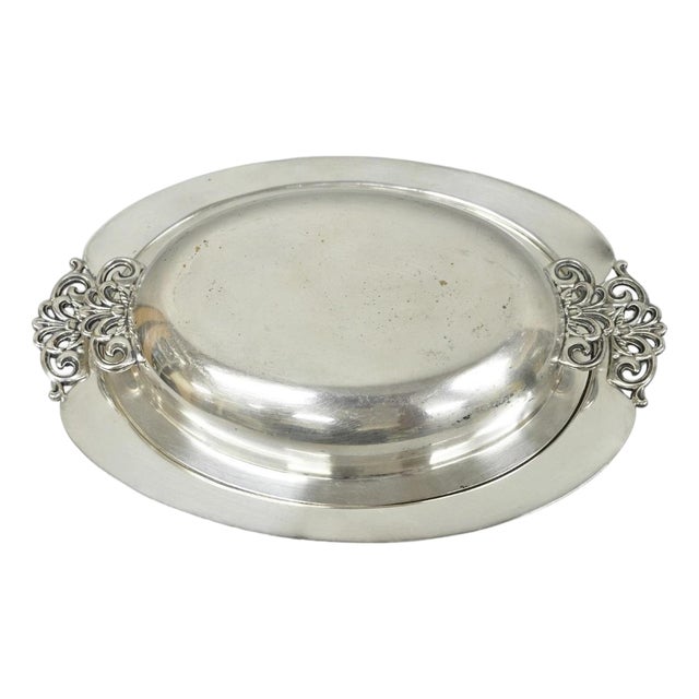 Vintage Reed & Barton Nordic 1152 Silver Plated Covered Vegetable Serving Dish For Sale