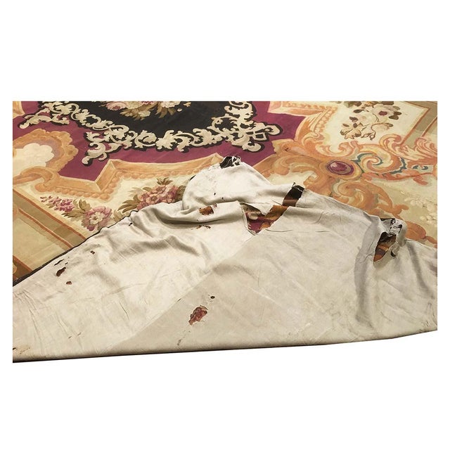 Antique French Aubusson Tapestry Wool 14x17 Tan, Ivory & Black Handmade Area Rug #9902078 For Sale - Image 12 of 12