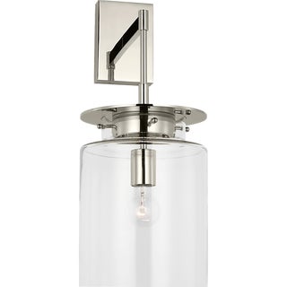 Ray Booth for Visual Comfort Signature Elias 23" Sconce in Polished Nickel with Clear Glass For Sale