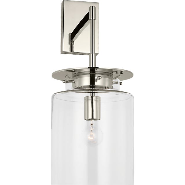 Ray Booth for Visual Comfort Signature Elias 23" Sconce in Polished Nickel with Clear Glass For Sale