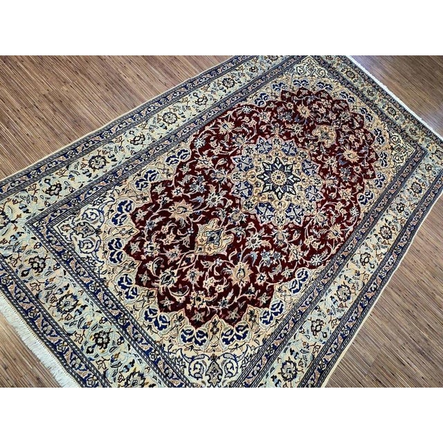 Middle Eastern Nain Rug in Hand-Knotted Silk and Cork Wool For Sale - Image 3 of 11