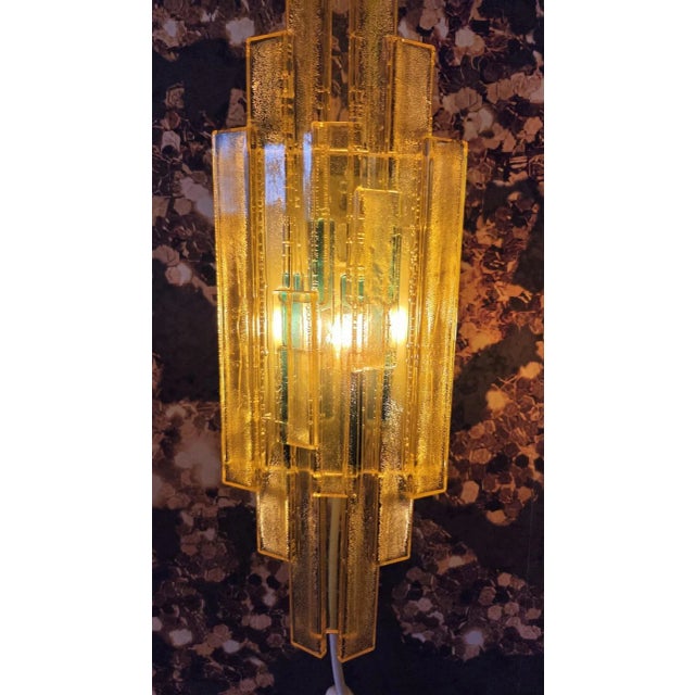 Yellow and Green Acrylic Wall Lamps by Claus Bolby for Cebo Industri, 1960s, Set of 2 For Sale - Image 4 of 8