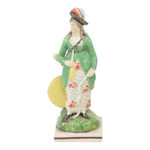 Antique Early 19th Century Staffordshire Pearlware Figure of a Lady Archer