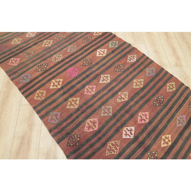 1950s Turkish Red Striped Kilim Rug For Sale - Image 12 of 13