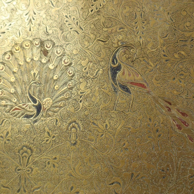 Vintage Brass Tray with Peacock Decoration, 1950s For Sale - Image 14 of 18