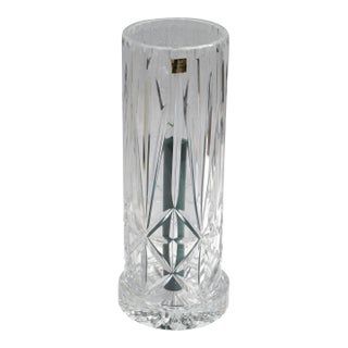 1950s Victorian Brilliant Cut Glass Hurricance Candle Holder Star Base Underplate For Sale