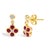Contemporary 14K Yellow Gold 1/10 Cttw Diamond and Ruby Floral Dangle Earrings, Pair For Sale - Image 3 of 4