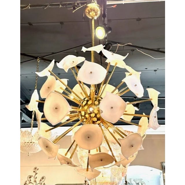 Metal Murano Glass and Brass Sputnik Chandelier For Sale - Image 7 of 7