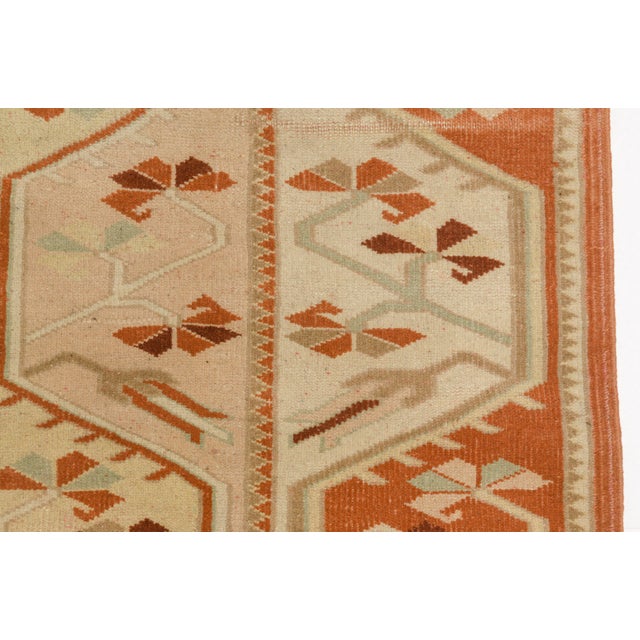 Textile Vintage Turkish Oushak Style Terracotta and Cream Rug For Sale - Image 7 of 9
