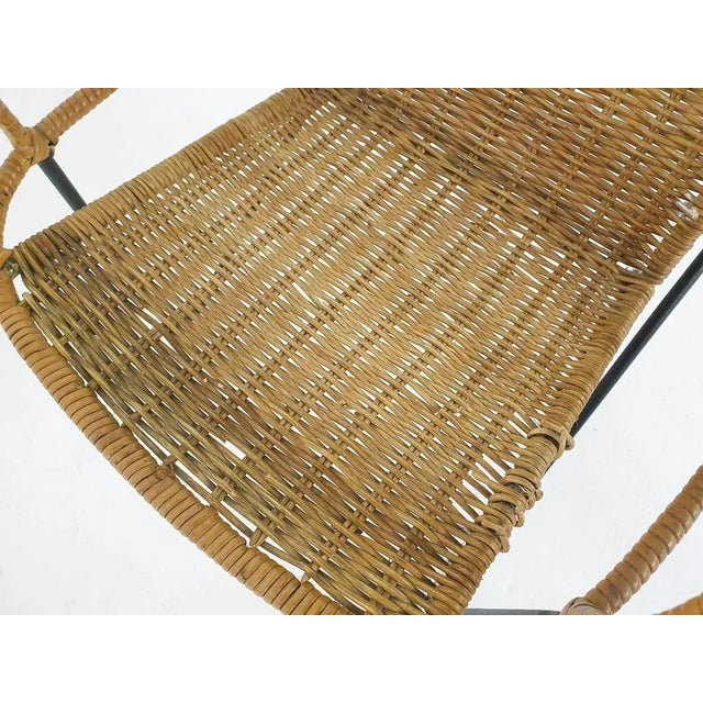Rattan and Metal Children's Chair, 1950s For Sale - Image 6 of 12