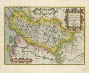 Antique Map of the Region of Poitou by Ortelius, 1600
