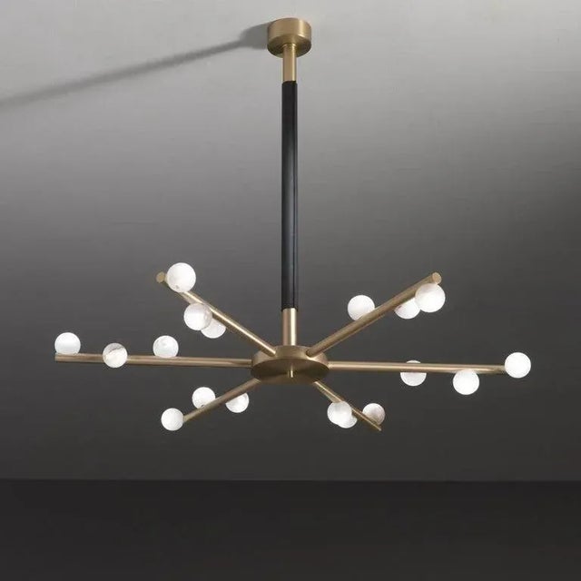 Demetra Shiny Gold Metal Chandelier by Alabastro Italiano For Sale - Image 6 of 7