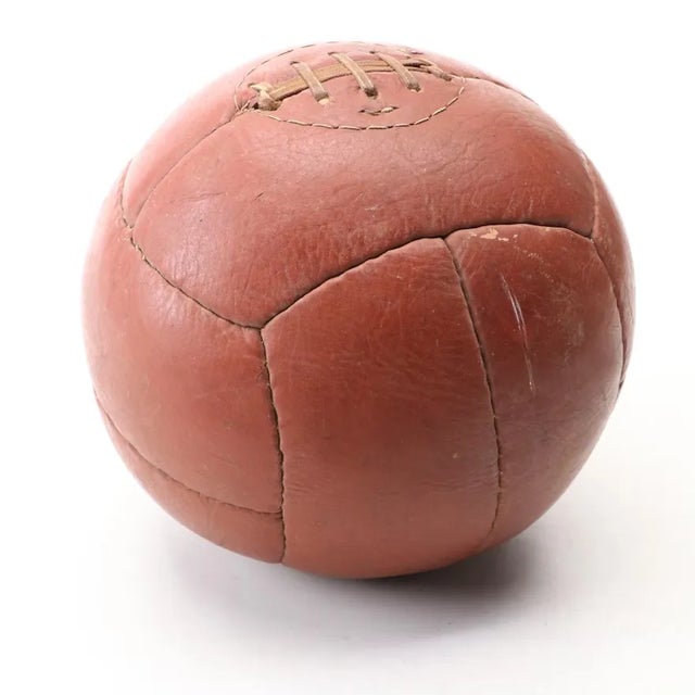 Vintage Leather Medicine Ball For Sale - Image 4 of 5