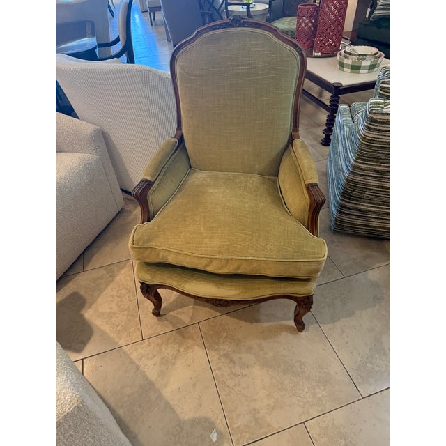 Antique French Hand Carved Walnut Bergere Chair For Sale In Los Angeles - Image 6 of 12