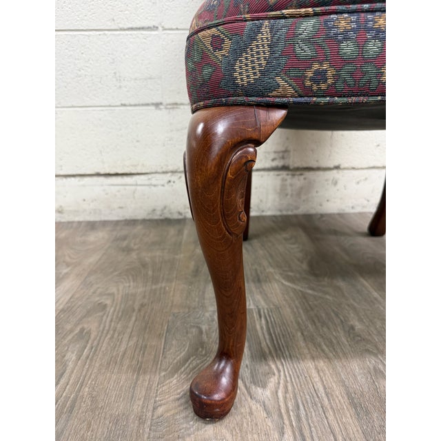 Queen Anne Vintage Queen Anne Style Gooseneck Arm Mahogany Library Chair For Sale - Image 3 of 13