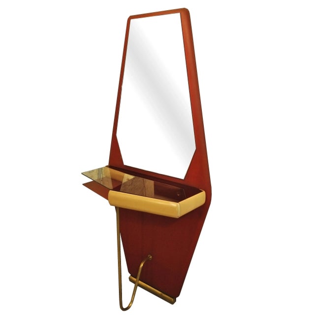 Mid-Century Italian Brass & Wood Console Table, 1960s For Sale - Image 11 of 11