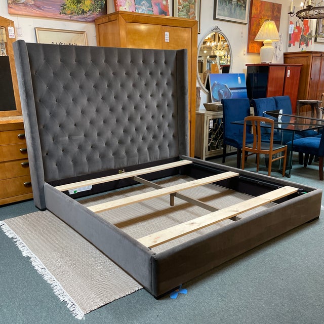 Eastern King Size Restoration Hardware Adler Shelter DiamondTufted Bed
