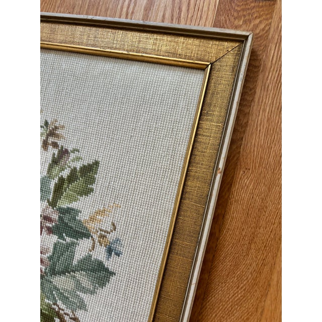 Late 20th Century Floral Needlepoint Textile, Framed For Sale - Image 4 of 7
