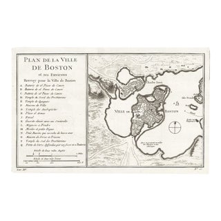 1756 Bellin Map "Plan De La Ville De Boston" For Sale