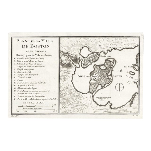 1756 Bellin Map "Plan De La Ville De Boston" For Sale