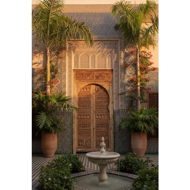 Wood Hand-Carved Moroccan Cedar Wood Door – Arched Rustic Entryway, Statement Home Decor For Sale - Image 7 of 7