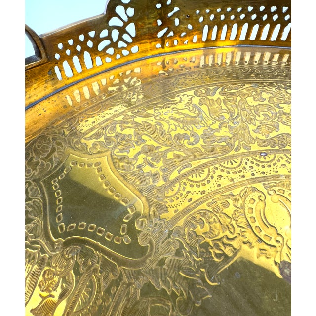 Late 19th Century French Gilt Brass Pierced Gallery Tray With Engraved Base, Late 19th Century For Sale - Image 5 of 8