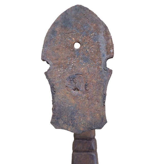 Antique Gothic Revival Cast Iron Church Door Handle W/ Inri Cross — c.1880s For Sale - Image 6 of 8