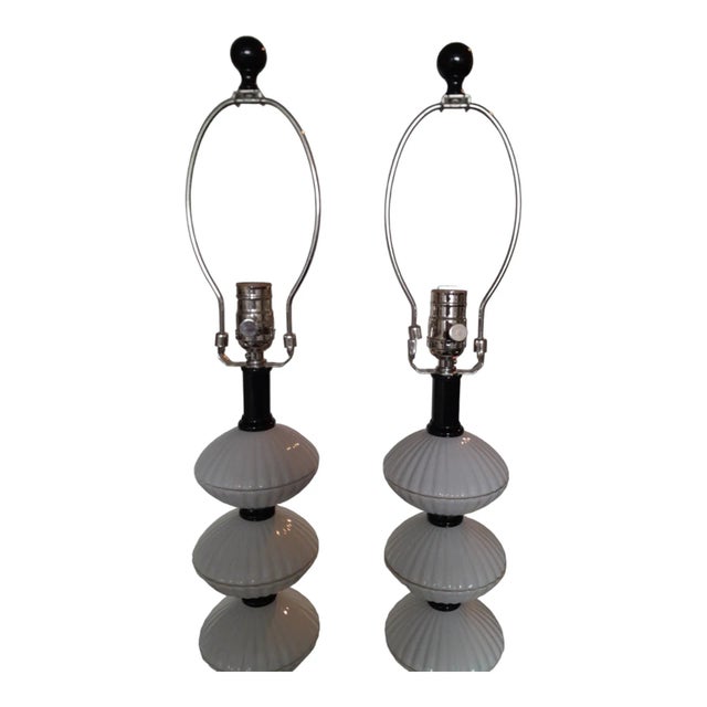 2010s Pair of Contemporary Currey & Co Atomic Age Table Lamps For Sale - Image 5 of 10