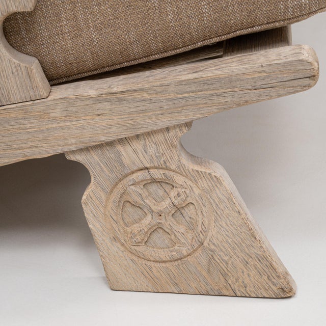 20th Century French Oak Armchairs With Upholstered Seats And Backs - A Pair For Sale - Image 12 of 18