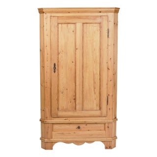 Corner Cabinet in Pine with Brass Fittings, 1920s For Sale