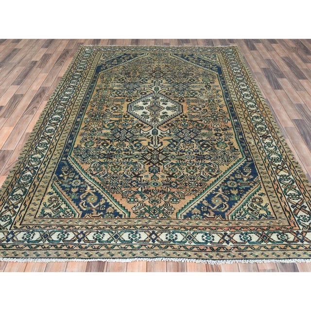 Persian 1960s Sand Vintage Persian Rug For Sale - Image 3 of 12