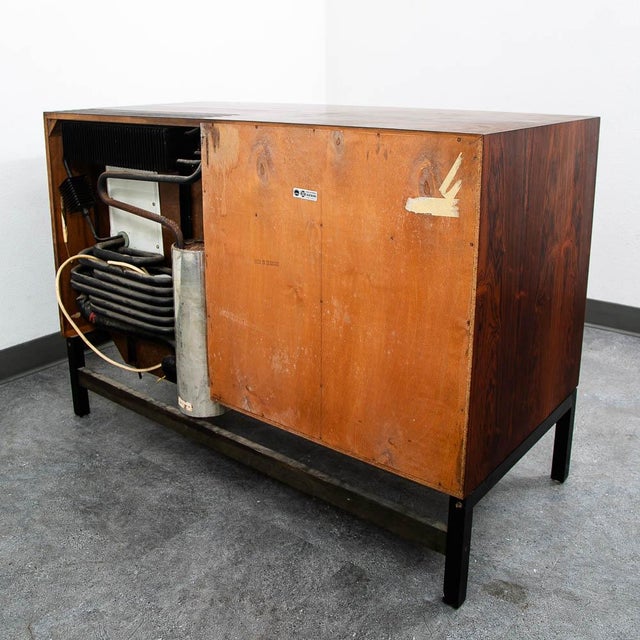 Mid Century Modern Compact Credenza Cabinet Refrigerator Storage Silkeborg Lock For Sale - Image 11 of 12