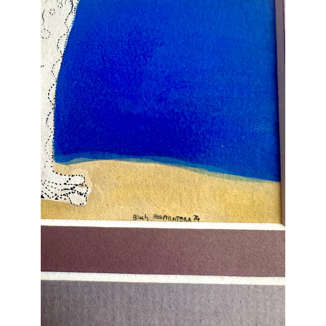 1970s Peter Buch Attributed 1974 Formentera Original Mixed Media Figurative Art For Sale - Image 5 of 16