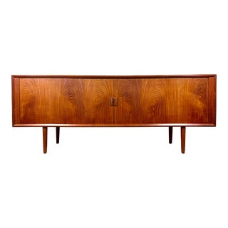 Mid Century Danish Modern Svend Aage Larsen for Faarup Teak Tambour Door Credenza For Sale
