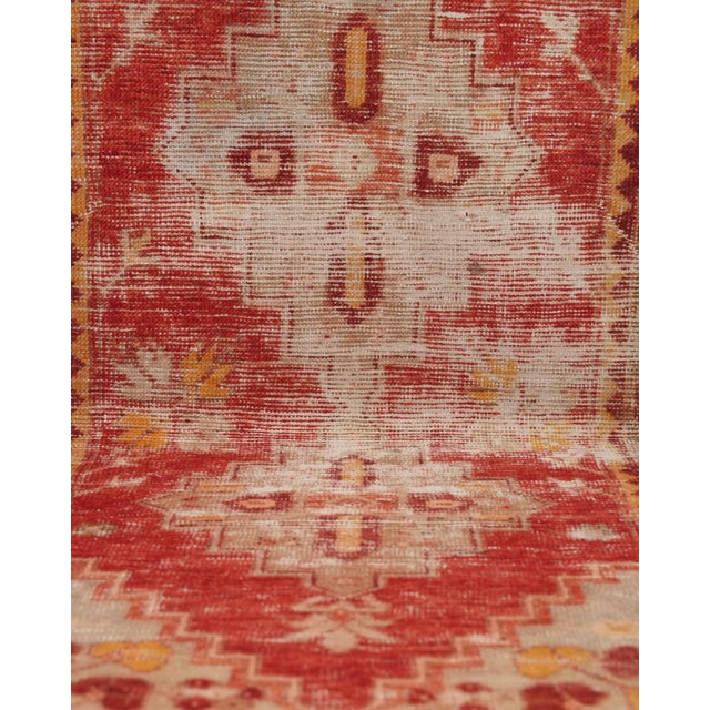 1970s Vintage Turkish Handmade Wool Cotton Red Runner Rug For Sale In San Francisco - Image 6 of 11