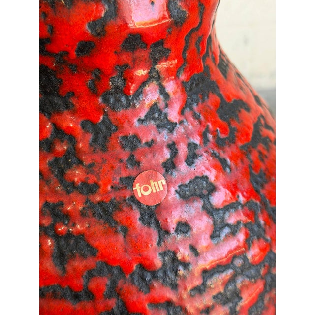 Red Large Red and Black Ceramic Floor Vase Mid-Century Modern For Sale - Image 8 of 10