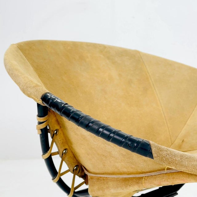Mid-Century Modern Suede Lounge Chair with Black Iron Frame, Germany, 1960s For Sale - Image 5 of 11