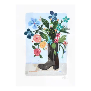 Howdy! (Roses) - Collage Still Life Original Artwork by Maria C Bernhardsson