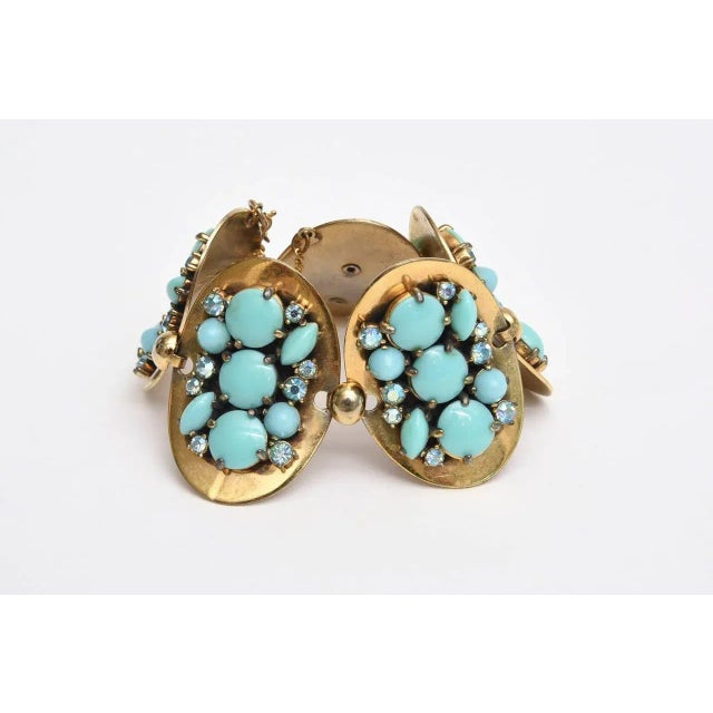 This is part of Chairish’s Costume Jewelry assortment. This beautiful vintage Elsa Schiaparelli bracelet has 5-oval...