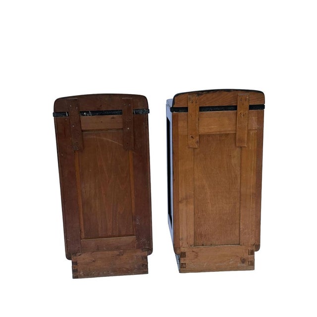 Black Viennese Art Deco Nightstands with Black Marble Tops and Brass Details, c. 1940, Set of 2 For Sale - Image 8 of 9