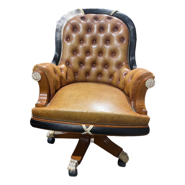 Attributed to Mariner Luxury "Earl" Chesterfield Office Chair For Sale