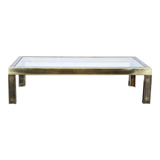 Vintage American Brass and Glass Coffee Table For Sale