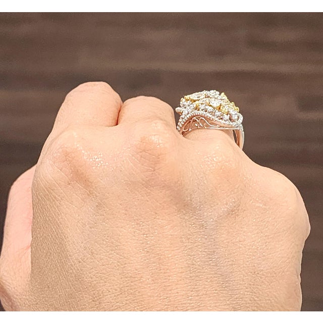 Early 21st Century 2.52 Ct Natural Pink & Natural Yellow Diamond Ring Size 6 For Sale - Image 5 of 9