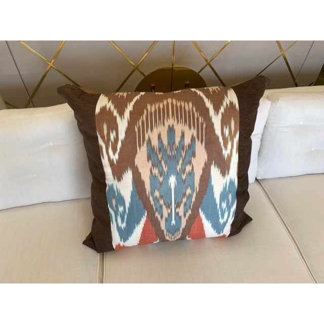 Custom Ikat Pattern Throw Pillow Cover For Sale - Image 4 of 4